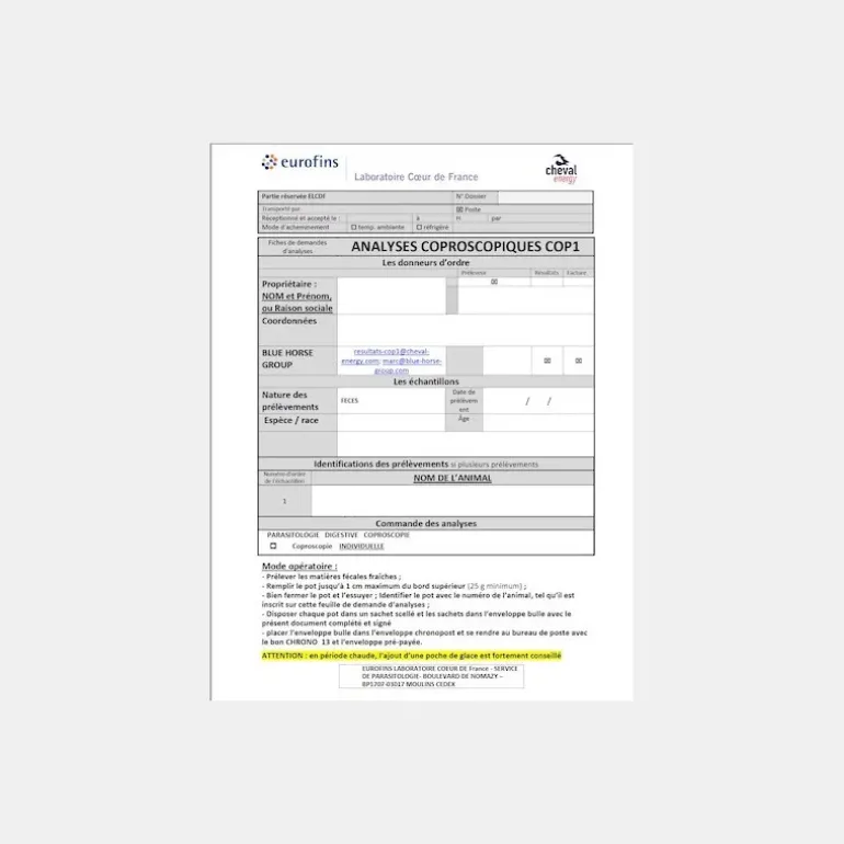 Coproscopie Cheval