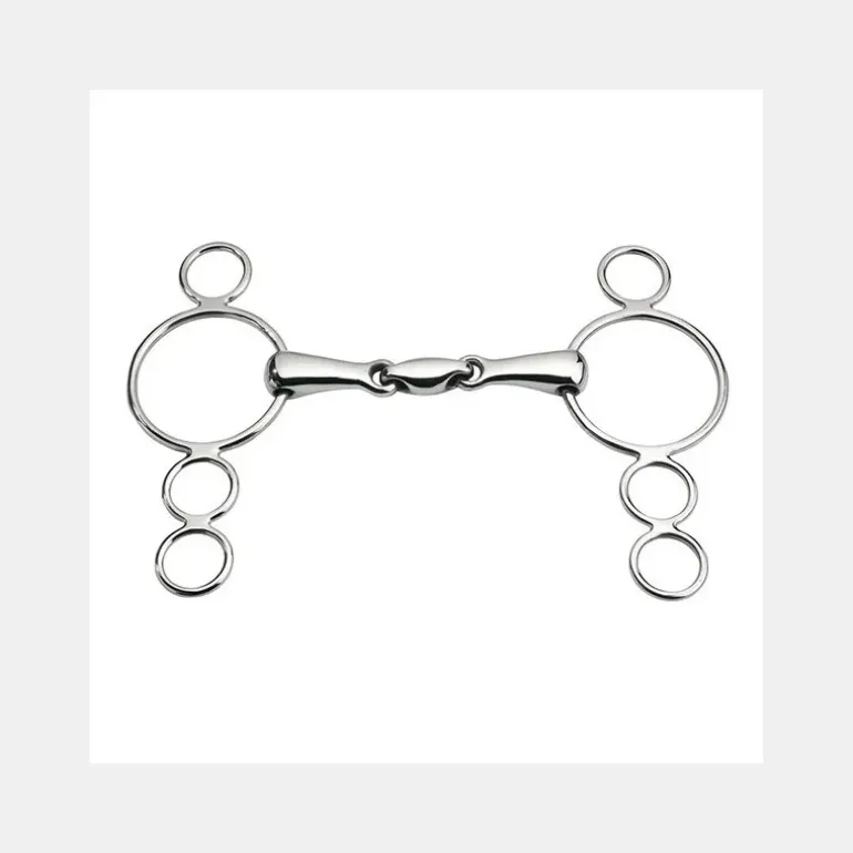 Mors Pessoa 4 anneaux à double brisure, en inox, canons moyens